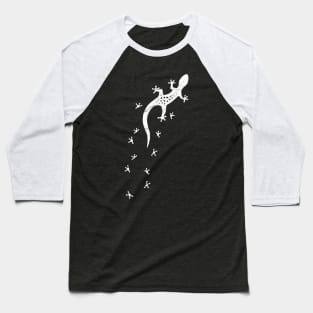 Retro Lizard Drawing With Tracks | Leopard-Gecko Baseball T-Shirt